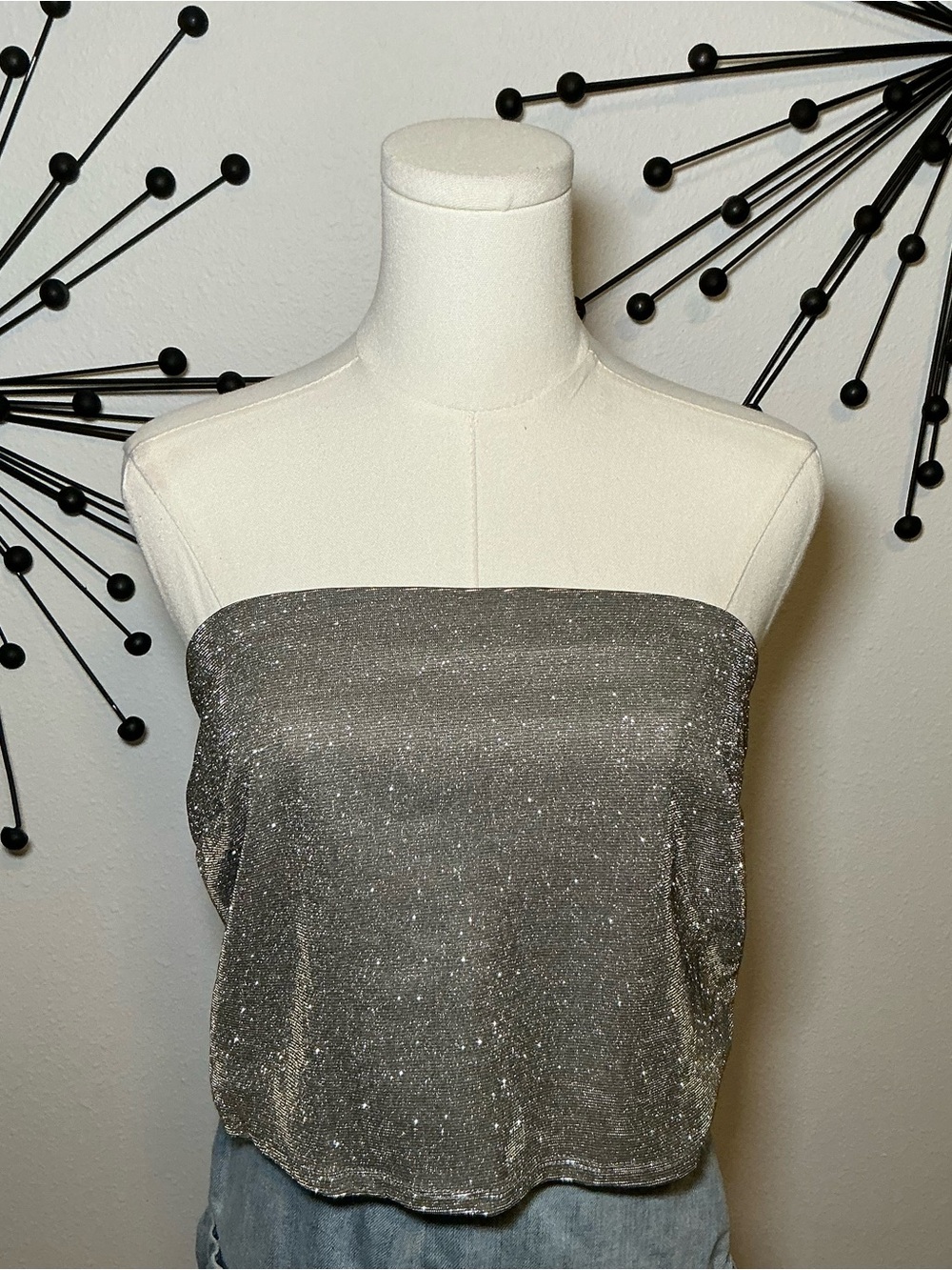 Wild Fable Silver Metallic Strapless Tube Top Size Large